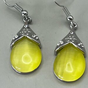 Elegant Silver and Yellow Teardrop Earrings
